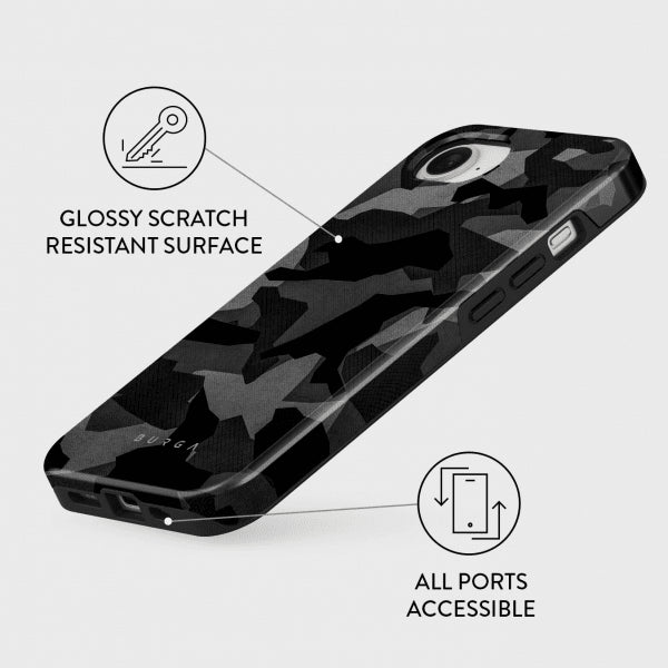 Burga iPhone 16e/iPhone 17e Skal Tough Night Black Camo