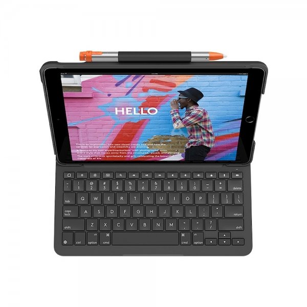 Logitech iPad 10.2 (gen 7/8/9) Fodral med Tangentbord Slim Folio Nordic Grå