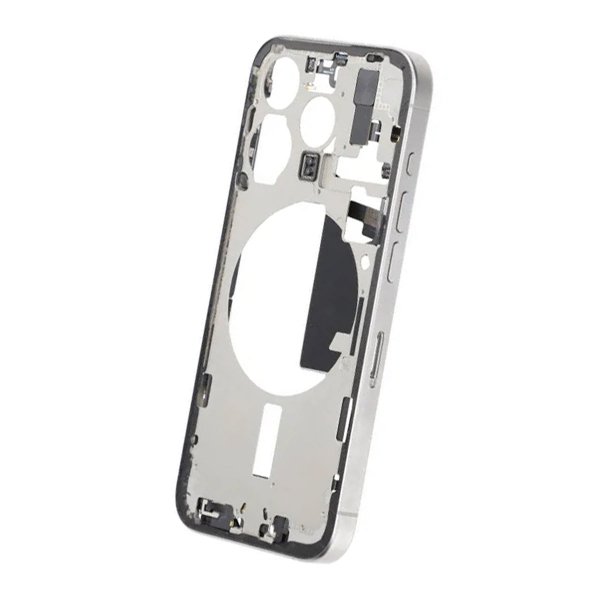 Mittenram med smådelar för iPhone 15 Pro - Vitt Titan OEM