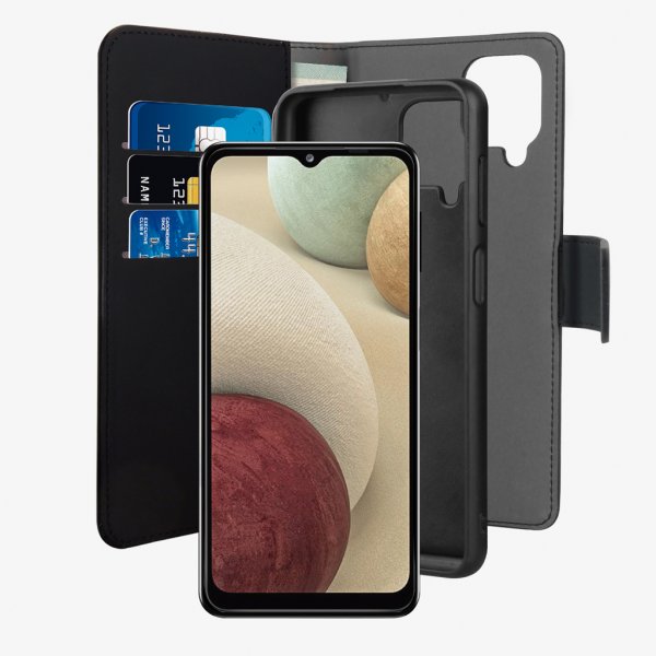 Puro Samsung Galaxy A12 Fodral Wallet Detachable 2 in 1 Svart
