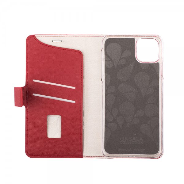 Onsala iPhone 11 Pro Max Fodral Fashion Edition Löstagbart Skal Saffiano Röd