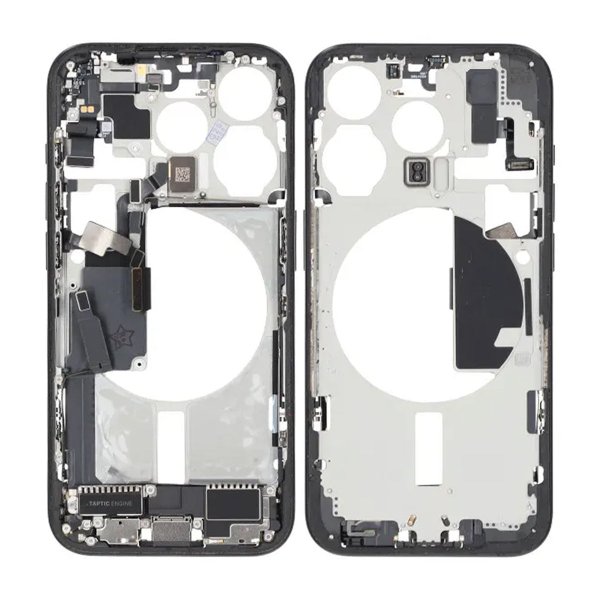 Mittenram med smådelar för iPhone 15 Pro - Svart Titan OEM
