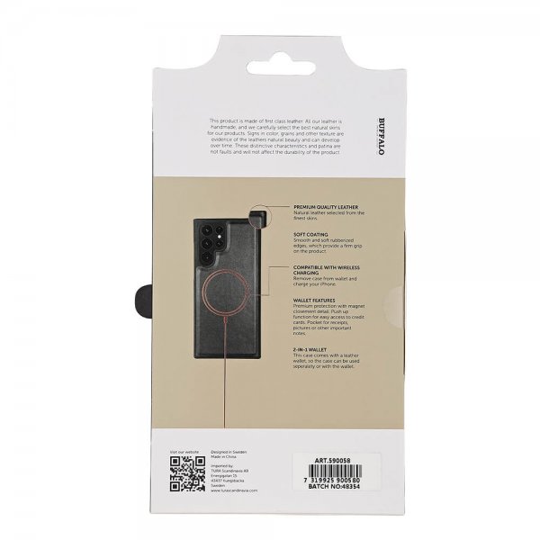 Buffalo Samsung Galaxy S22 Ultra Fodral 2-in-1 Detachable Wallet Svart