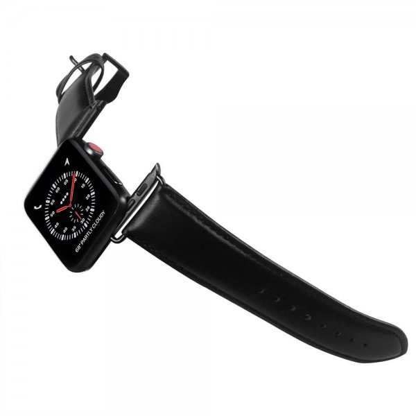 Buffalo Apple Watch 38/40/41/42mm Armband Äkta Läder Svart