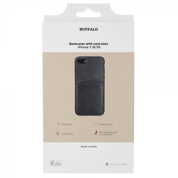 Buffalo iPhone 7/8/SE Skal Backcover with Card Slots Svart