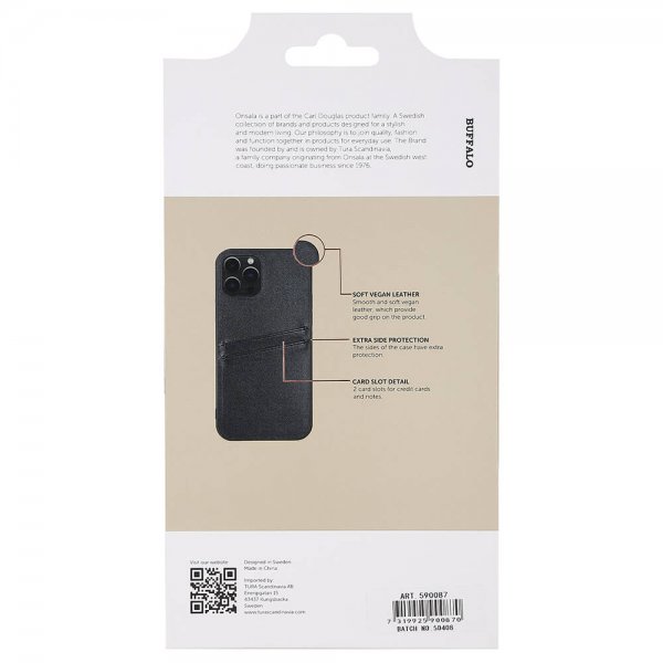 Buffalo iPhone 12/iPhone 12 Pro Skal Backcover with Card Slots Svart