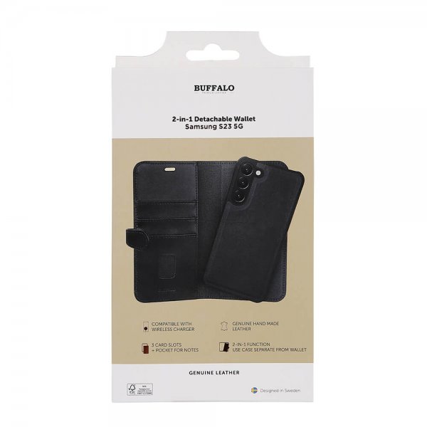 Buffalo Samsung Galaxy S23 Fodral 2-in-1 Detachable Wallet Svart