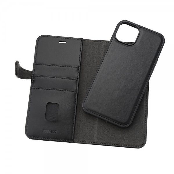 Buffalo iPhone 15 Plus Fodral 3 Kortfack Löstagbart Skal MagSeries Svart