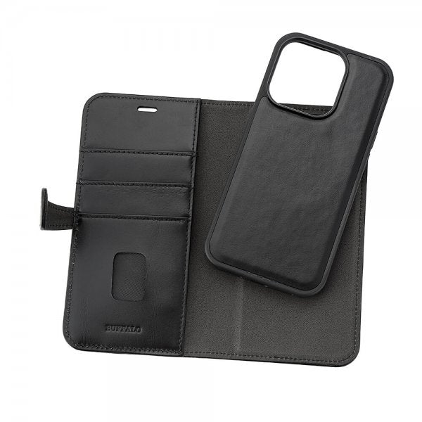 Buffalo iPhone 15 Pro Fodral 3 Kortfack Löstagbart Skal MagSeries Svart