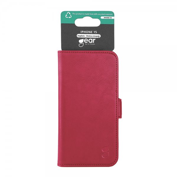 Gear iPhone 15 Fodral 3 Kortfack MagSeries Deep Red