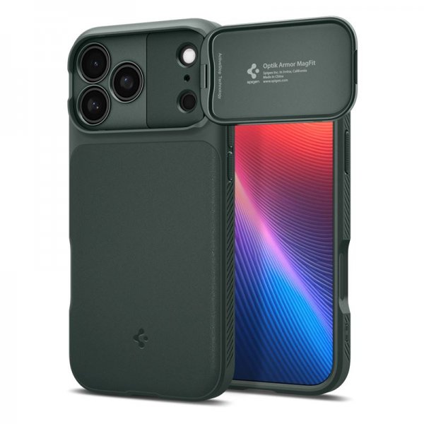 Spigen iPhone 17 Pro Max Skal Optik Armor MagFit Abyss Green
