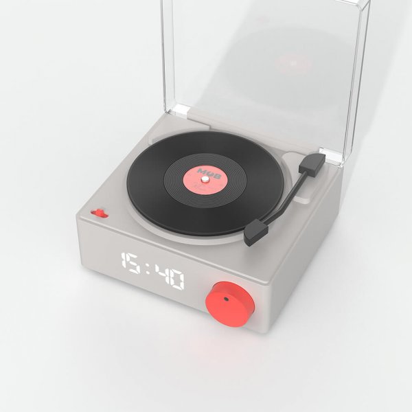 Mobility on Board Högtalare Väckarklocka Vinyl Retro Grå