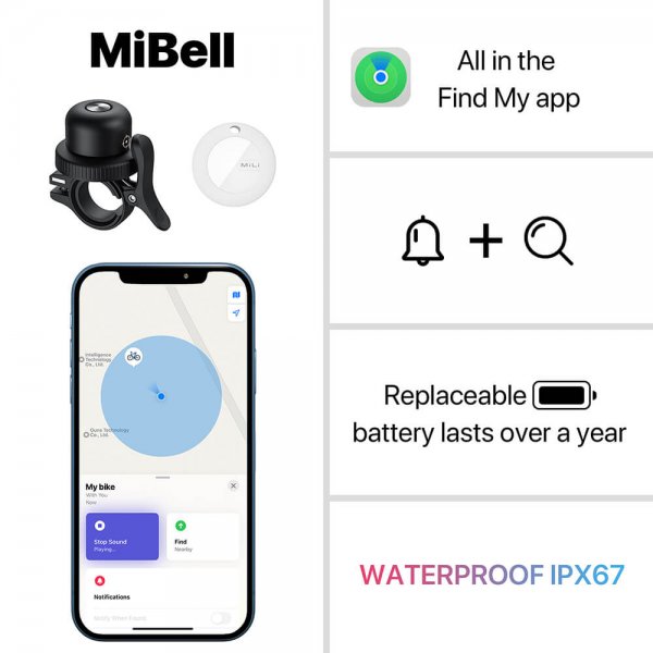 Elago MIBELL Trackable Anti-Loss Ringklocka för Cykel