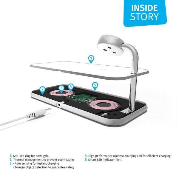 Zens Dual+Watch Aluminium Wireless Charger Vit