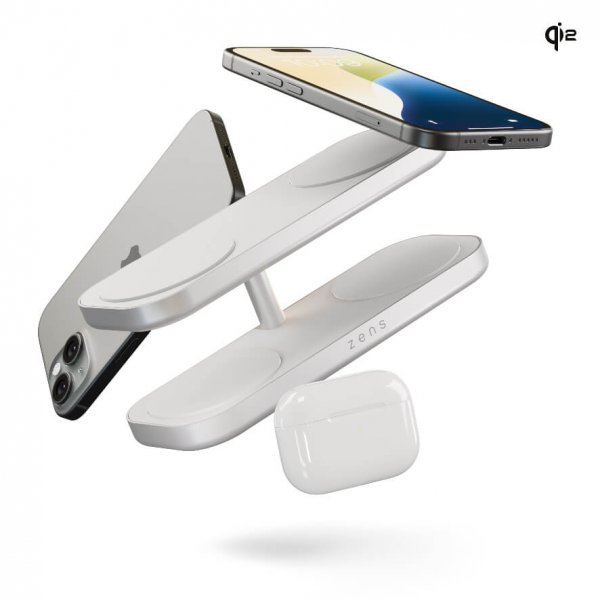 Zens Trådlös Laddare Quattro Pro 4 Qi2 MagSafe Vit