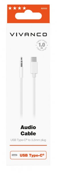 Vivanco Kabel Audio Cable USB-C till 3.5mm 1m Vit