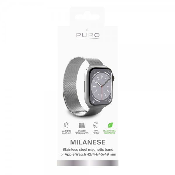 Puro Apple Watch 44/45/46mm/Apple Watch Ultra Armband Milanese Silver