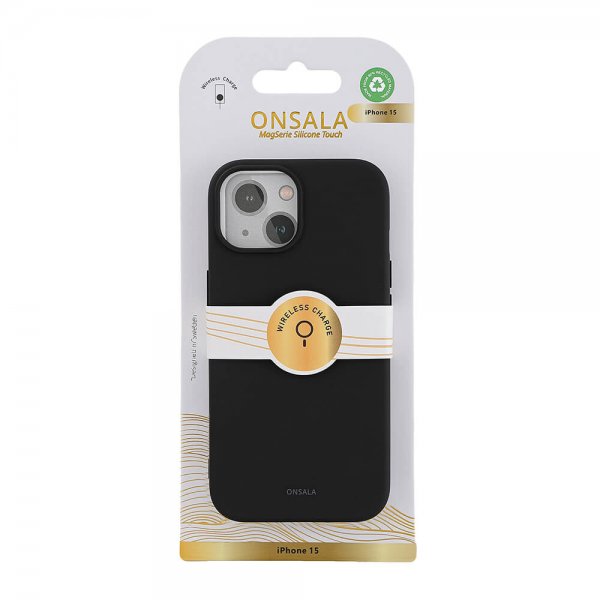 Onsala iPhone 15 Skal Silicone Touch MagSeries Svart
