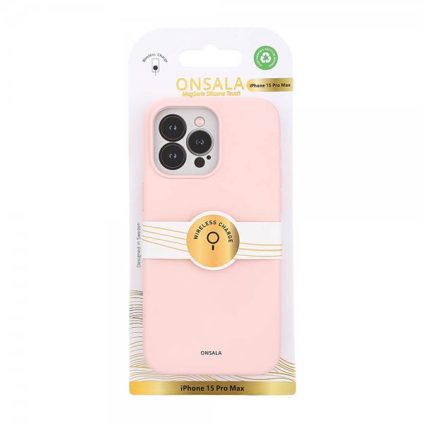 Onsala iPhone 15 Pro Max Skal Silicone Touch MagSeries Chalk Pink