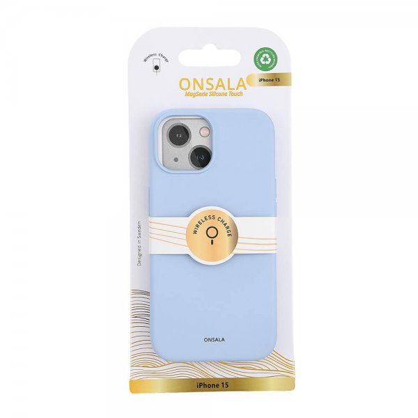 Onsala iPhone 15 Skal Silicone Touch MagSeries Ljusblå
