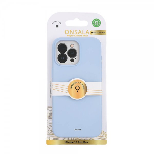 Onsala iPhone 15 Pro Max Skal Silicone Touch MagSeries Ljusblå