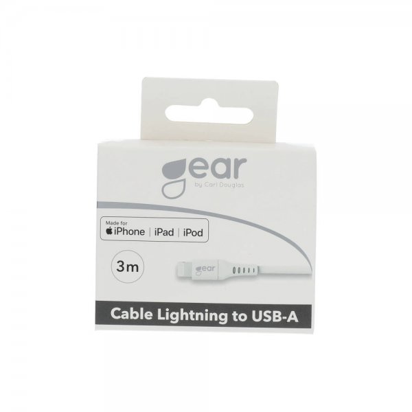 Gear Laddkabel Lightning till USB-A 3m MFI Vit