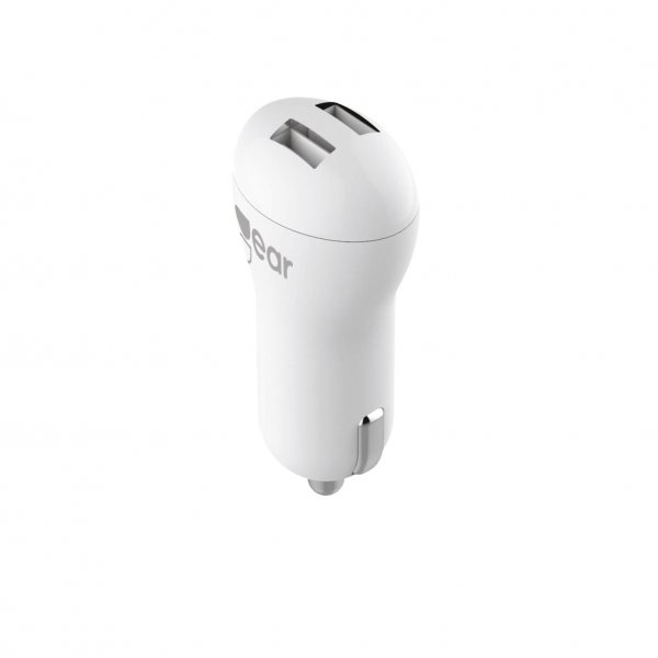 Gear Billaddare 2xUSB 2.4A Micro-USB Kabel 1m Vit