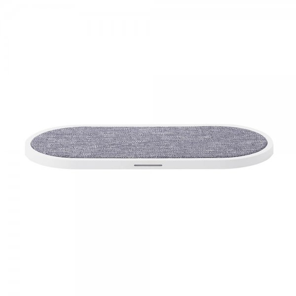 Gear Trådlös Dual QI Laddare 2x10W Vit Grå Textil