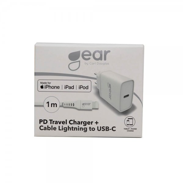 Gear Laddare 1xUSB-C PD 20W Kabel Lightning till USB-C