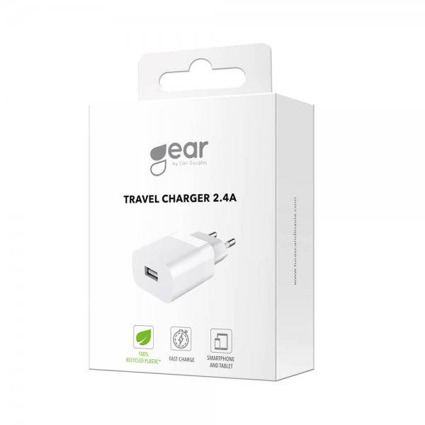 Gear Laddare Travel Charger 2.4A Vit