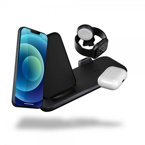 Zens 4 in 1 Stand+Watch Wireless Charger Aluminium Svart