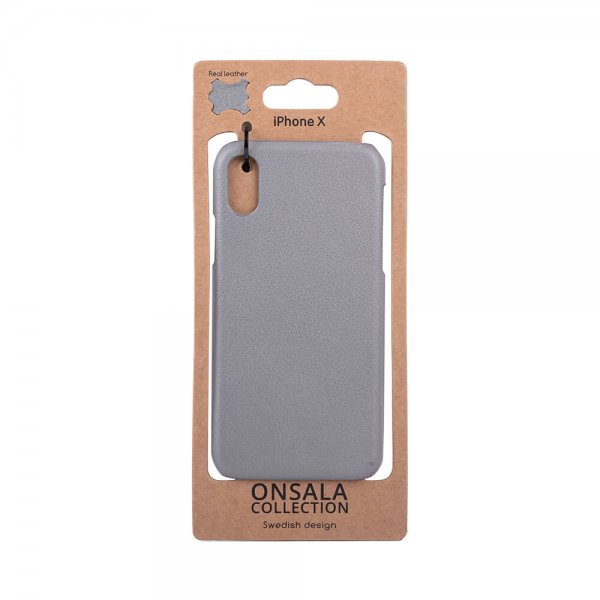 Onsala iPhone X/Xs Skal Äkta Läder Grå