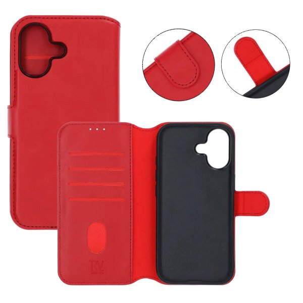 Rvelon iPhone 17 Fodral 4 Kortfack Löstagbart Skal Röd