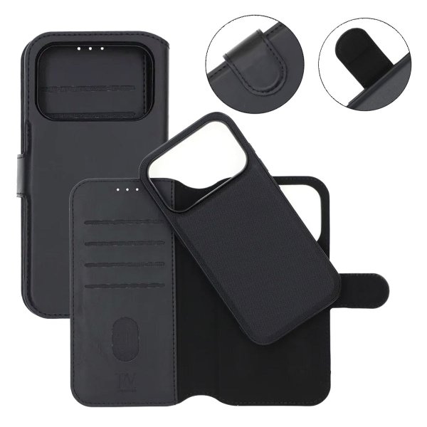 Rvelon iPhone 17 Pro Fodral 4 Kortfack Löstagbart Skal Svart