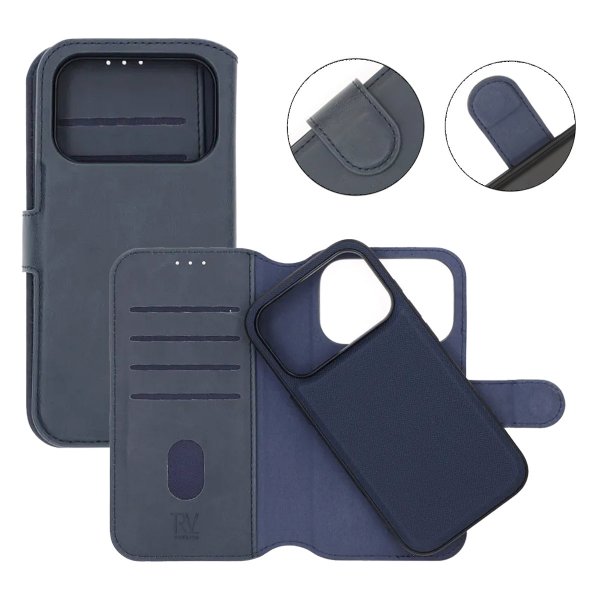 Rvelon iPhone 17 Pro Fodral 4 Kortfack Löstagbart Skal Blå