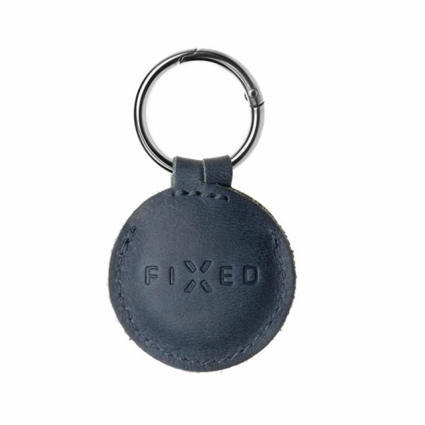 Fixed Apple AirTag Hållare Real Leather Keychain Case Blå