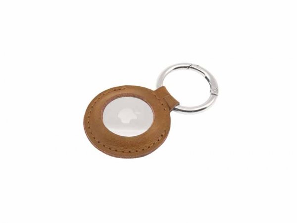 Fixed Apple AirTag Hållare Real Leather Keychain Case Brun