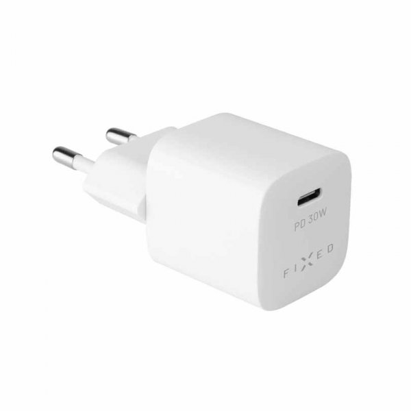 Fixed Laddare med Kabel Mini PD Travel Charger Kit USB-C/USB-C 30W Vit