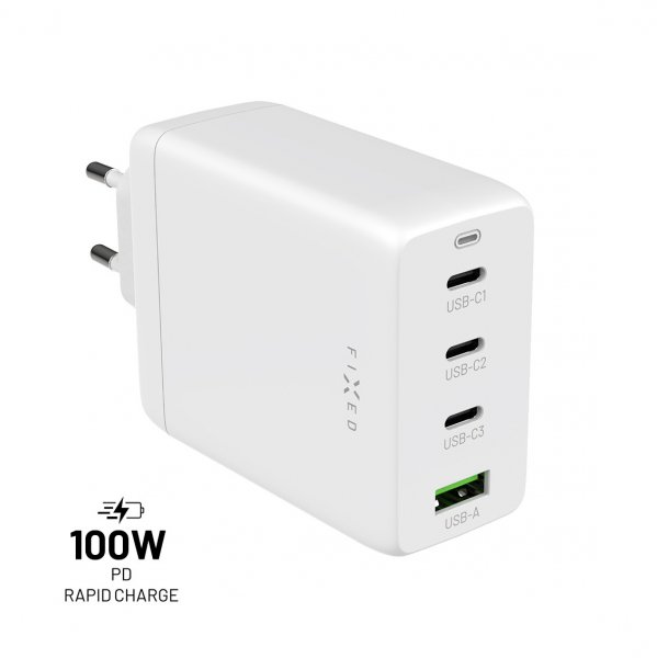 Fixed Laddare GaN100 3xUSB-C & 1xUSB-A