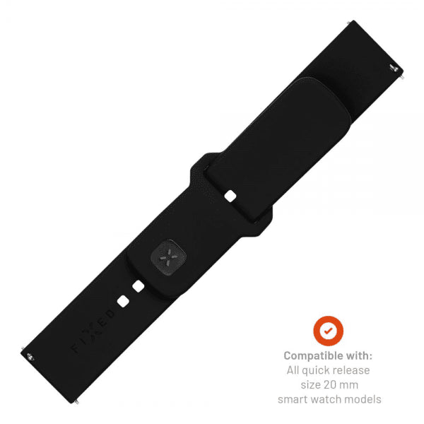 Fixed Samsung Galaxy Watch 20mm Armband Silicone Sporty Strap Svart
