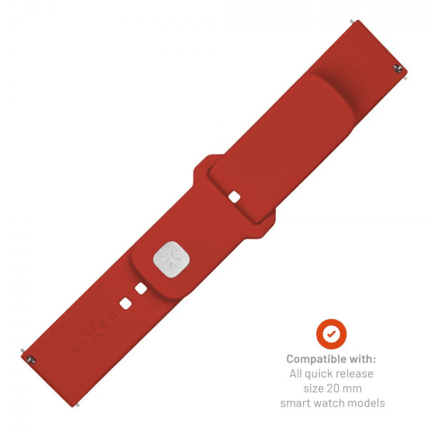 Fixed Samsung Galaxy Watch 20mm Armband Silicone Sporty Strap Röd