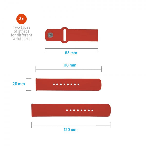Fixed Samsung Galaxy Watch 20mm Armband Silicone Sporty Strap Röd