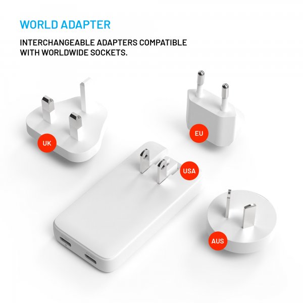 Fixed Reseladdare Slim Traveller 2xUSB-C 45W