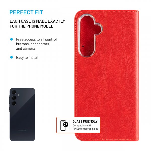 Fixed Samsung Galaxy A55 Fodral Opus Book Röd