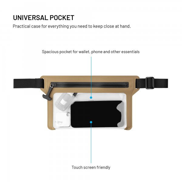 Fixed Vattentåligt Fodral till Mobiltelefon Dry Belt Khaki