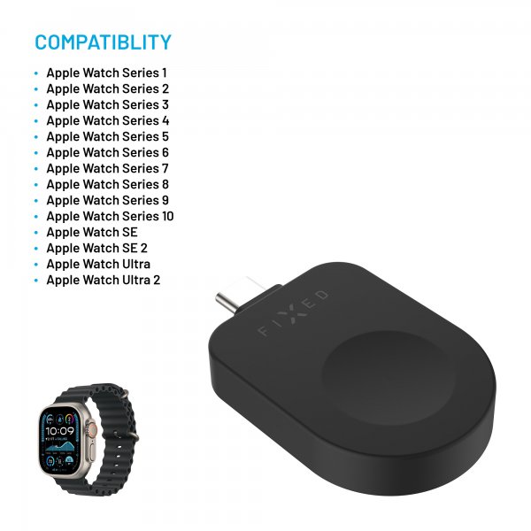 Fixed Laddare Apple Watch USB-C Svart