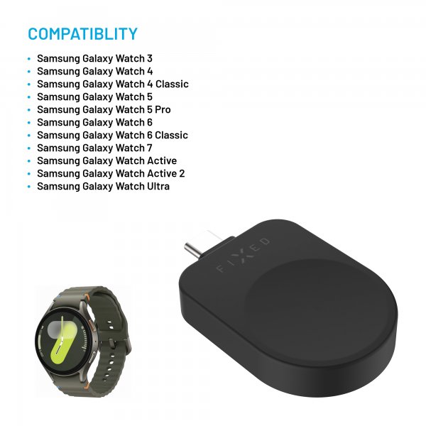 Fixed Laddare Samsung Galaxy Watch USB-C Svart
