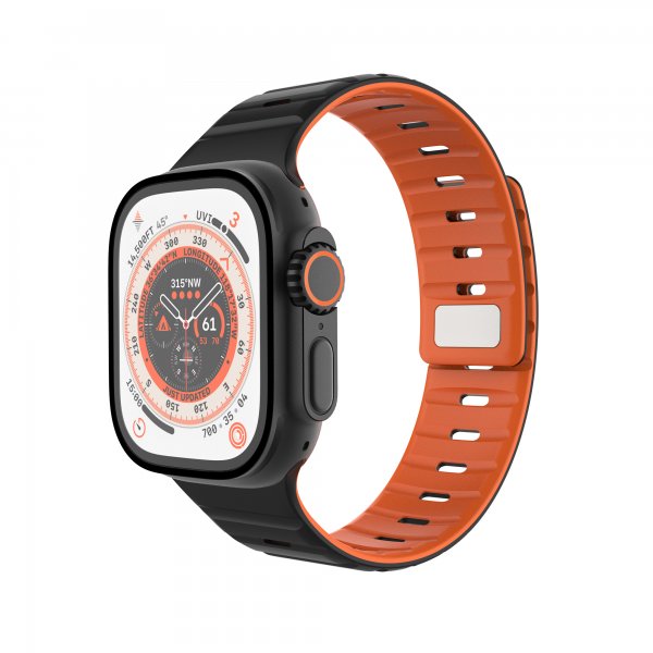 Fixed Apple Watch 42/44/45/46mm Armband Silicone Magnetic Strap Svart