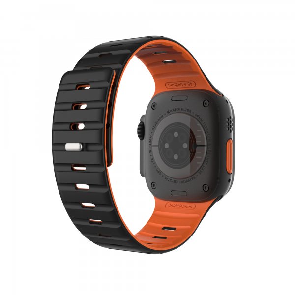 Fixed Apple Watch 42/44/45/46mm Armband Silicone Magnetic Strap Svart