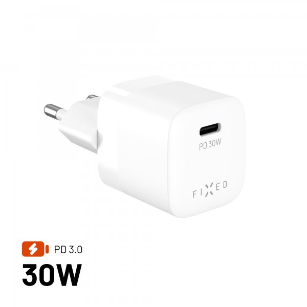 Fixed Laddare Mini PD 30W GaN USB-C Vit